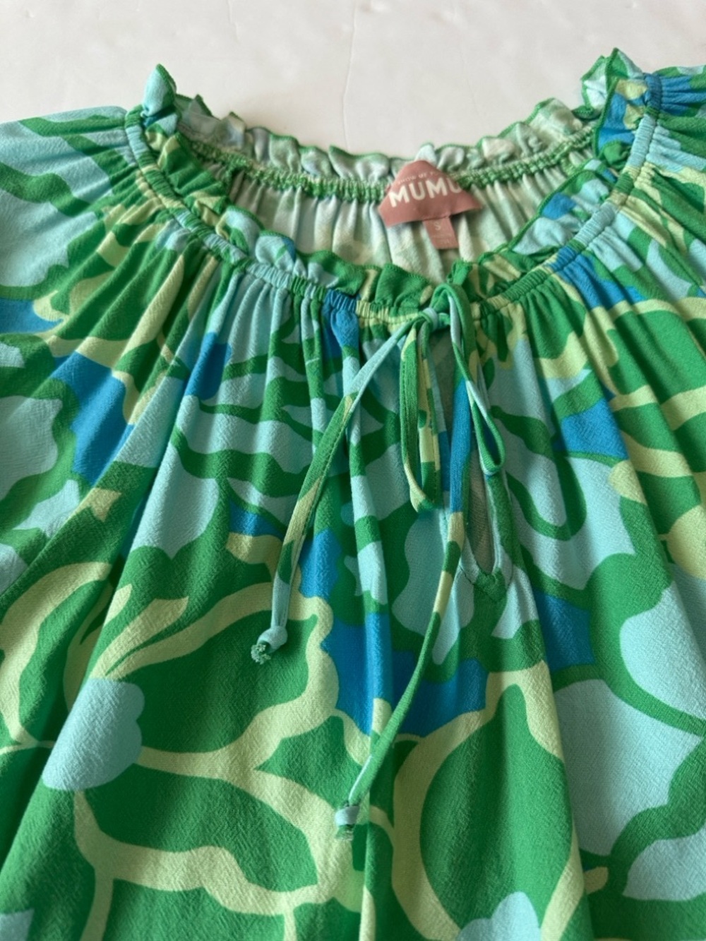 Show Me Your Mumu Small Margo Tunic in vibrant "Abstract Poppy Multi" green/blu - Picture 5 of 11